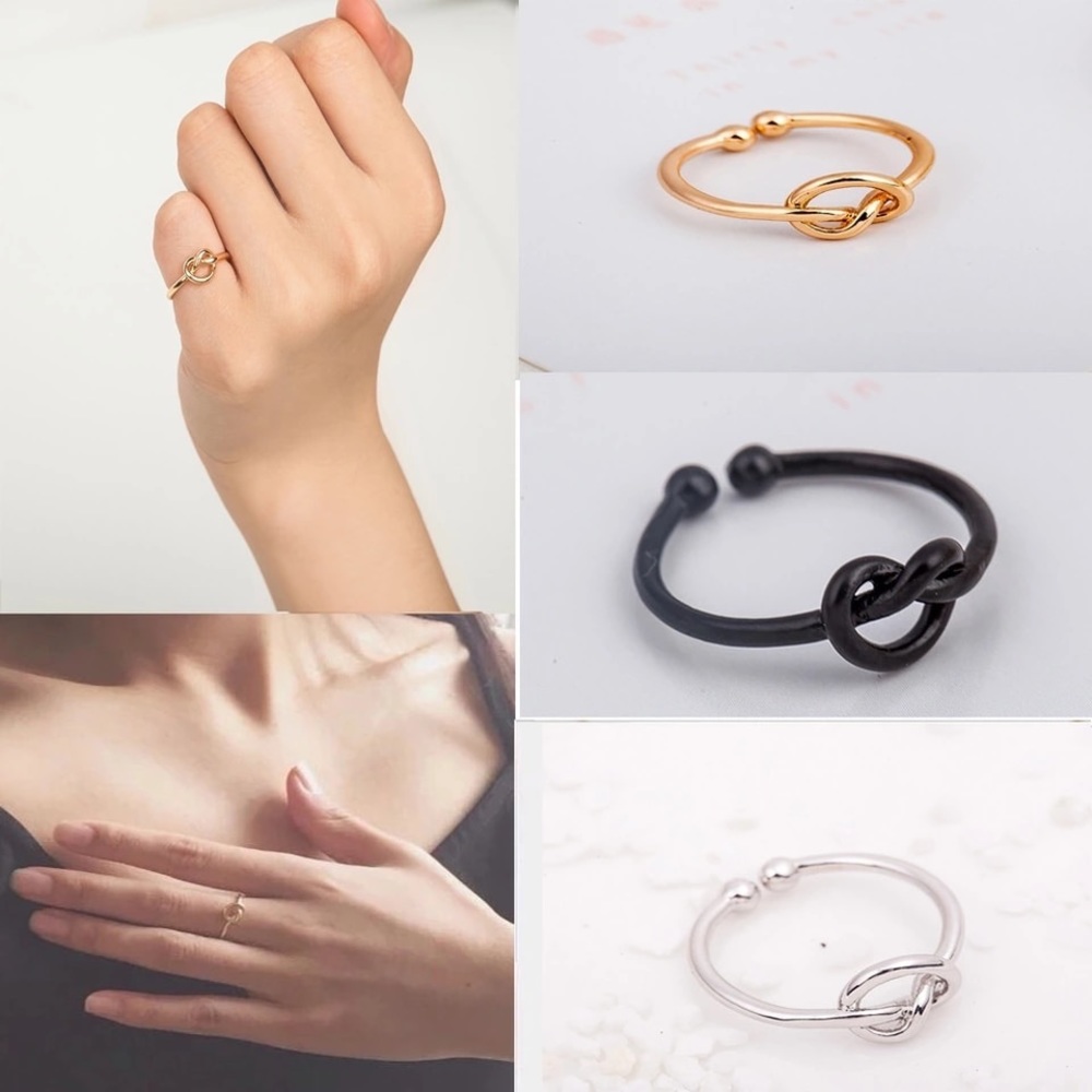 Gold/Silver simple knot adjustable ring